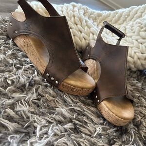 Brown Leather Slingback Sandals